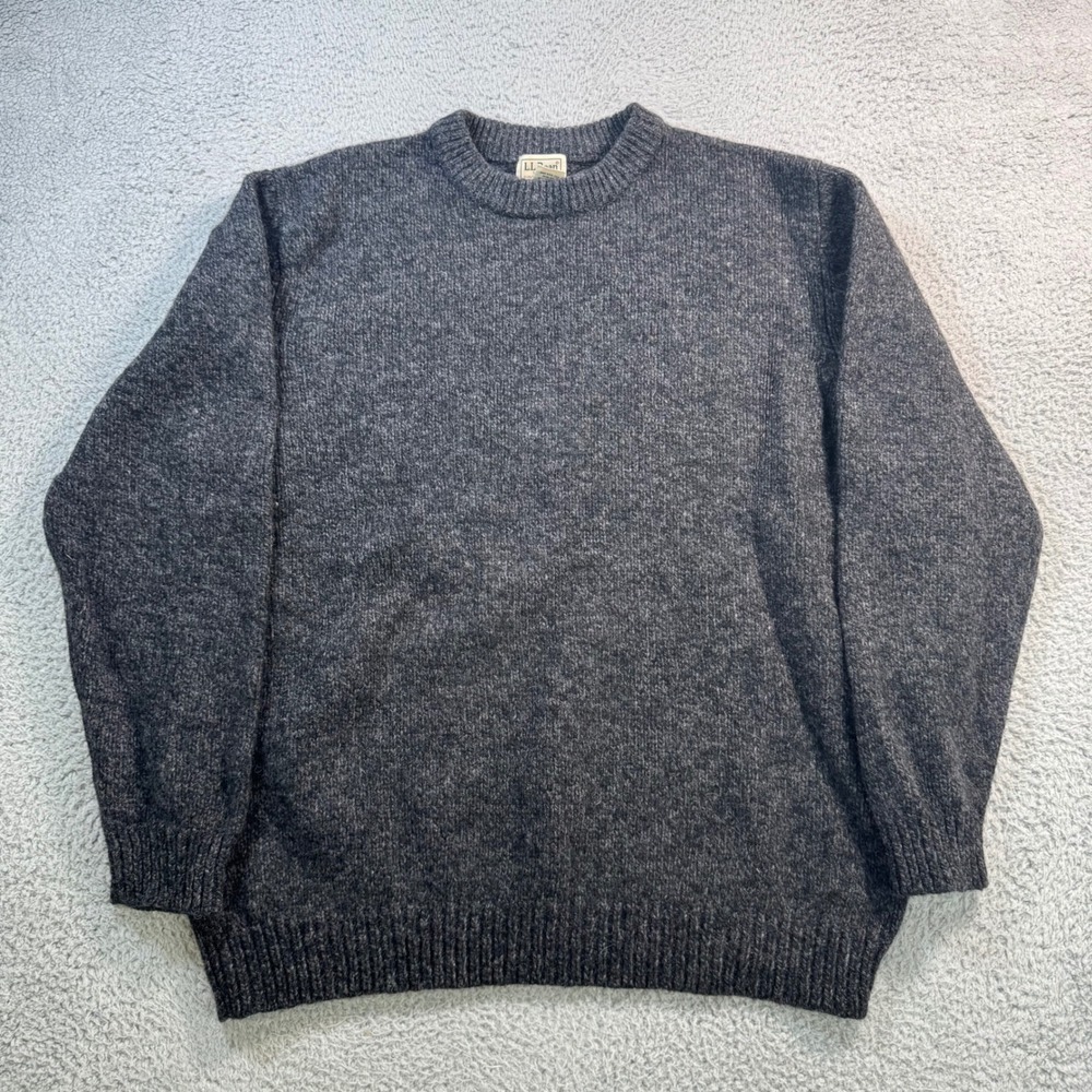 LL Bean Mens XL Lambswool Crewneck Sweater Charcoal Gray Heather 0 DBG9